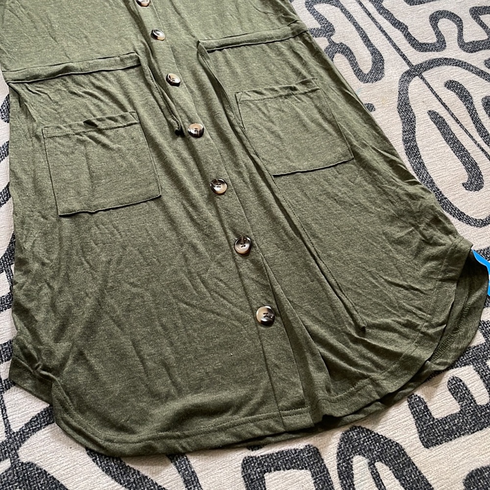 Drawstring Button-Front Dress - Picture 4 of 6